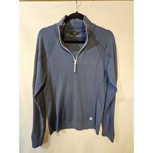 Reiss Golf Men's Wool Blend 1/4 Zip S/S Sweater Shirt Blue • Small